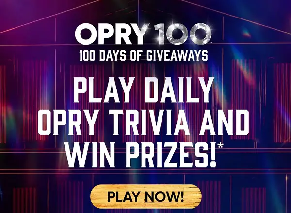The Opry 100 Days Giveaway is a celebration honoring the Opry's 100th year